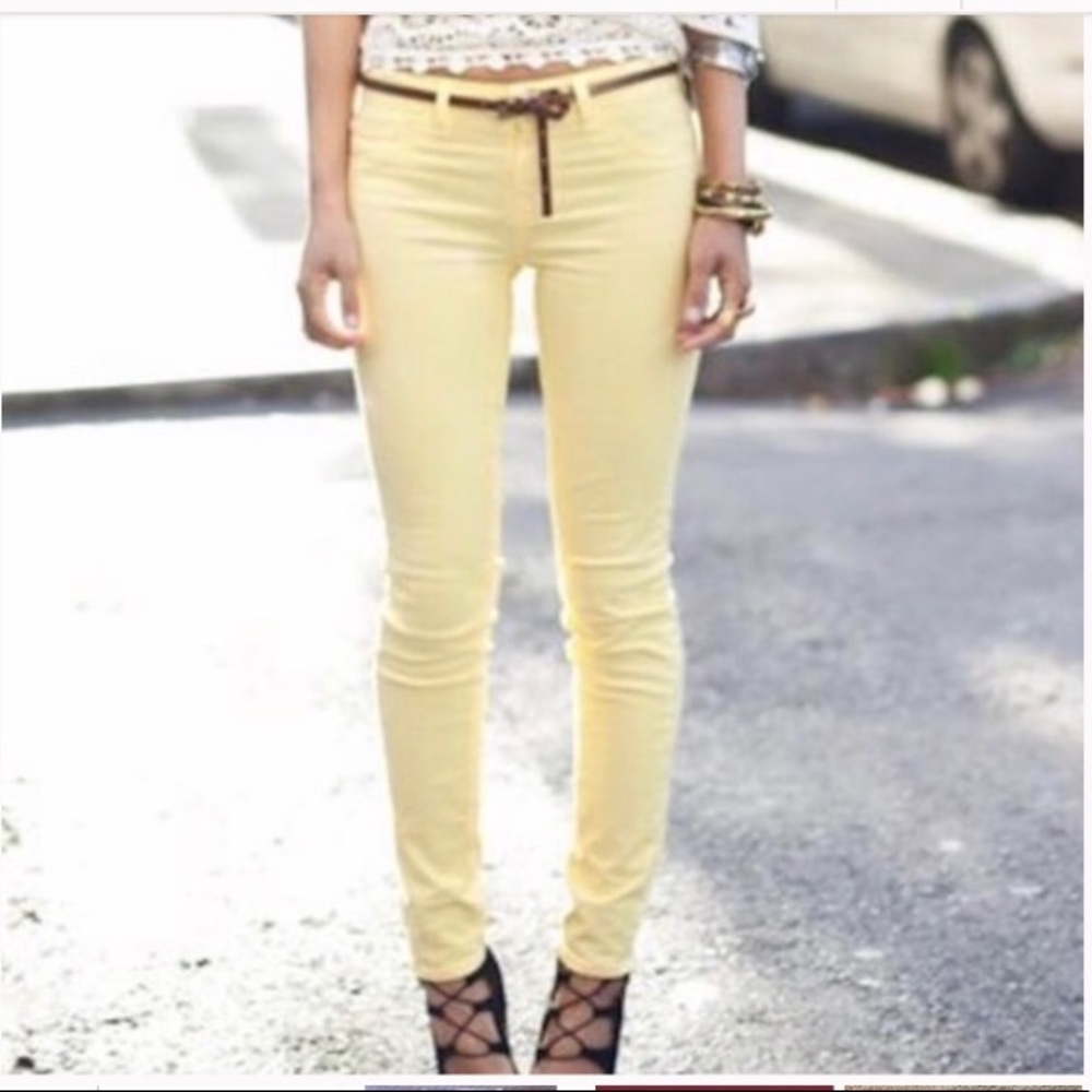 NWT J BRAND Super Skinny Mid Rise Yellow Jeans S24